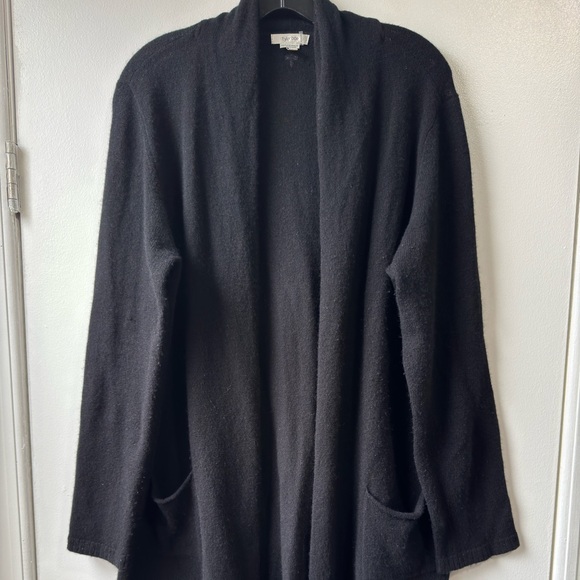 Tyler Boe Cashmere Black Open-Front Long Cardigan - Picture 2 of 10